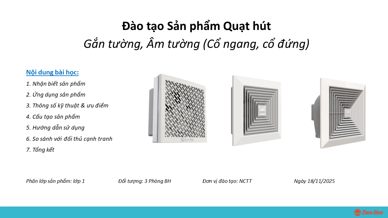 Bài 12.9 Đào tạo sản phẩm quạt hút QHGT, QHAT